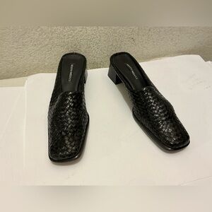 Sesto Meucci Women's Shoes Mules Black  Woven Leather Size 8.5 S Made In Italy